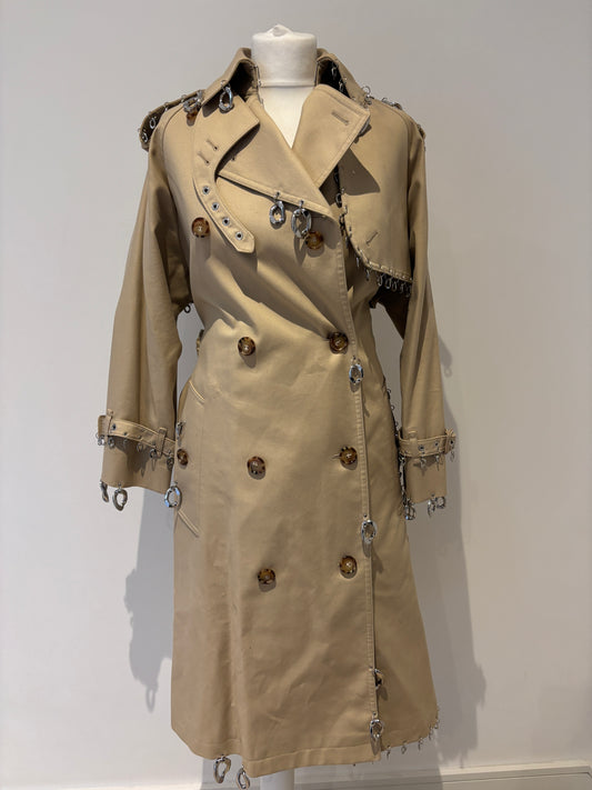 Burberry FW 2022 Chain Link Piercing Cotton Gabardine Trench Coat