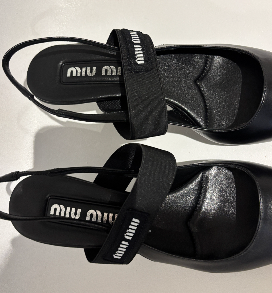 Miu Miu Black Slingback Kitten Heel