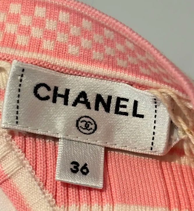 Chanel 2023 Striped Cropped T Shirt with open back