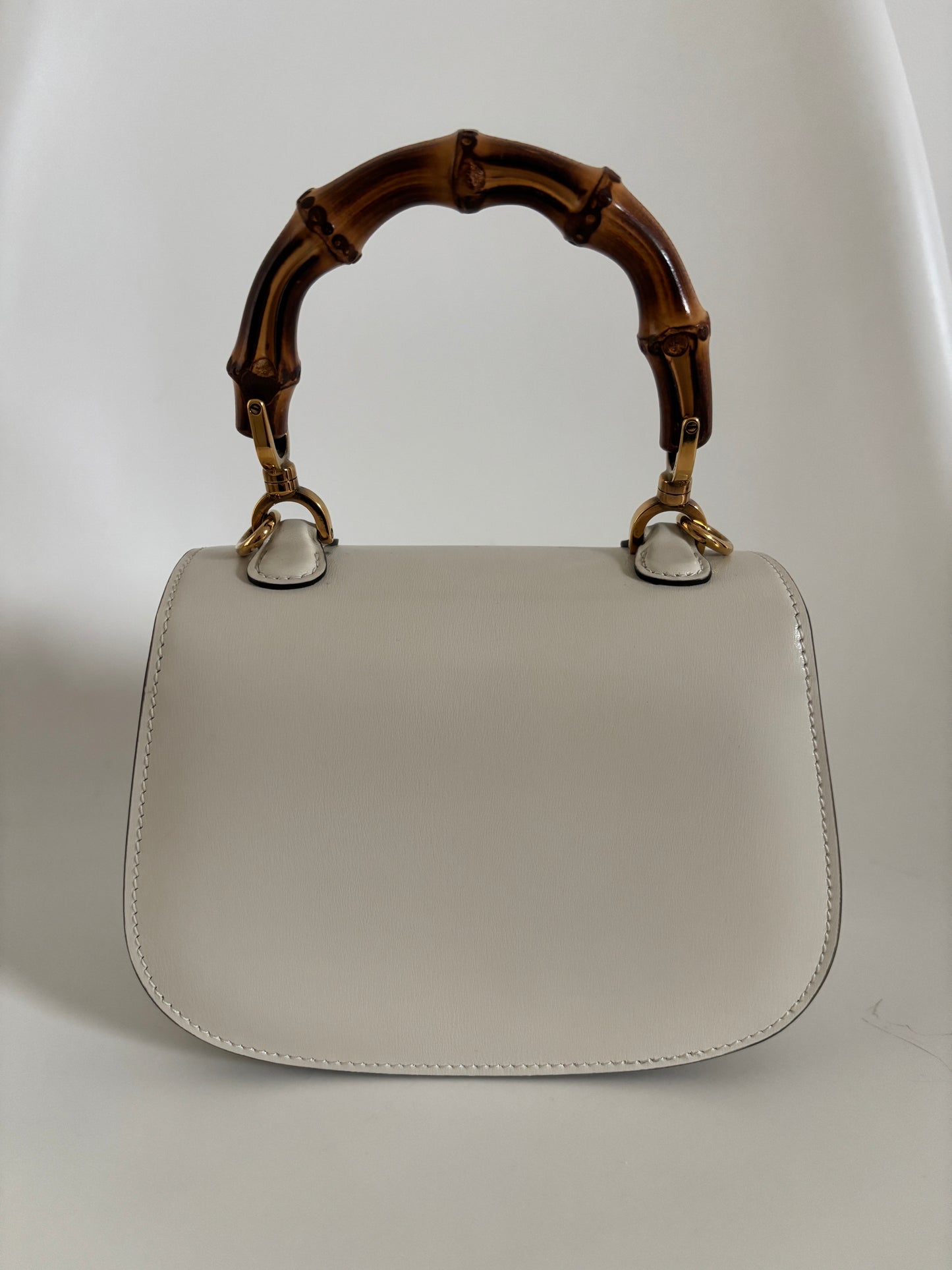 Gucci White Bamboo 1947 Mini Bag with strap