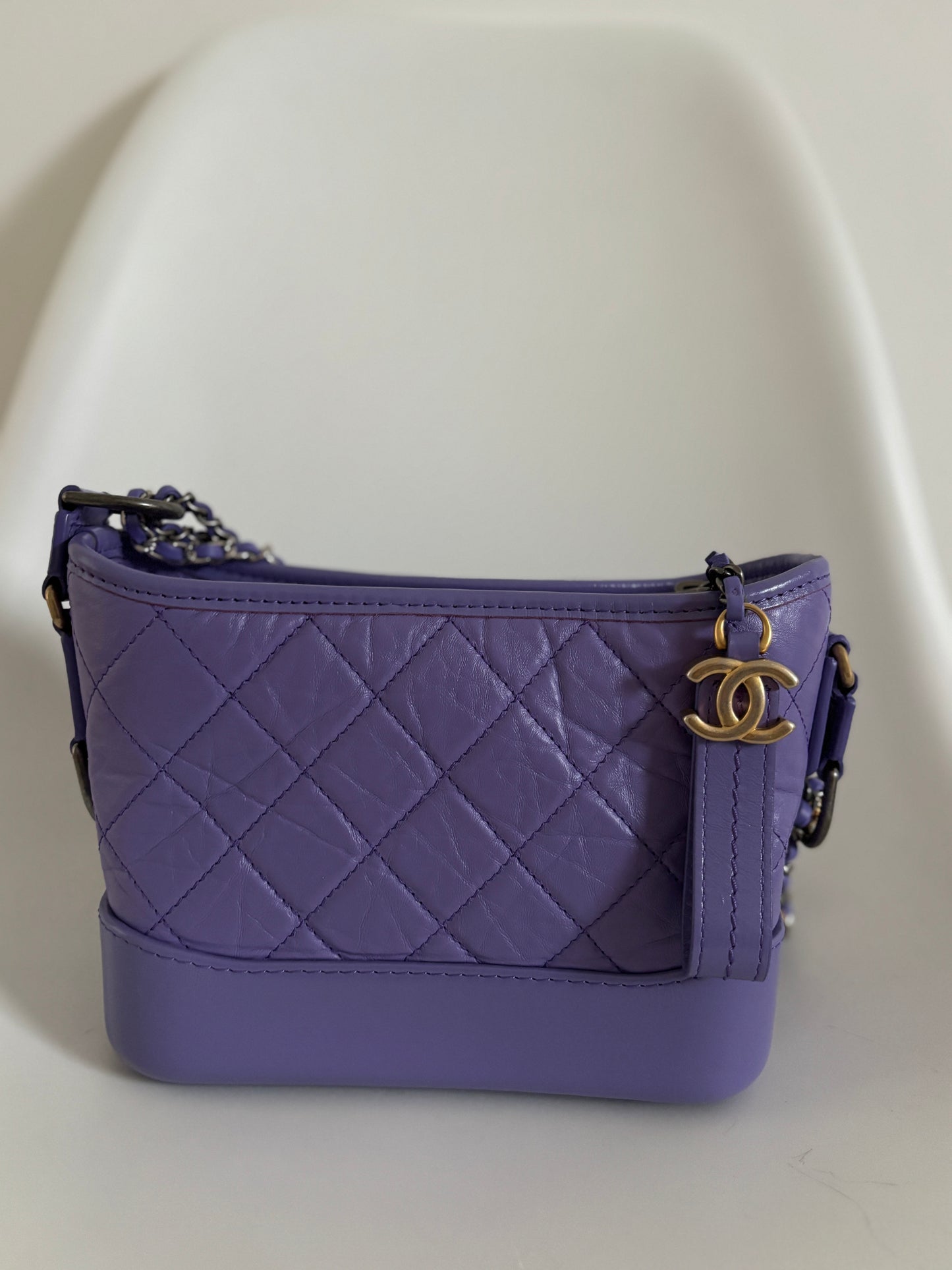 Chanel Purple Small Gabrielle Quilted Leather Hobo Bag