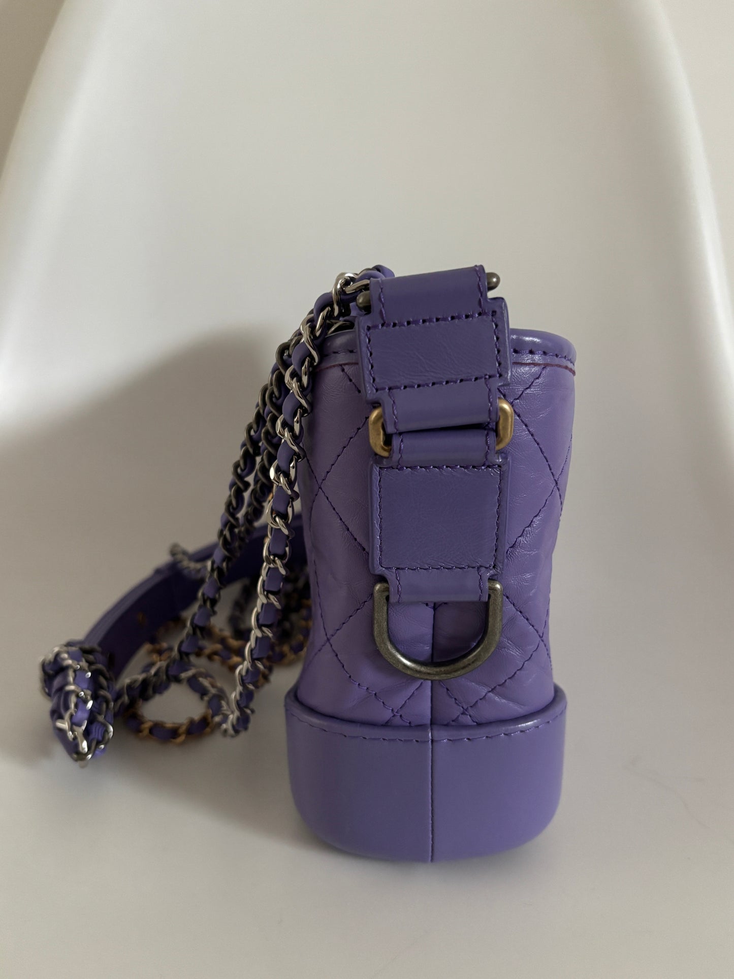 Chanel Purple Small Gabrielle Quilted Leather Hobo Bag