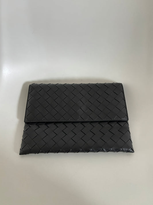 Bottega Veneta Black Nappa Intrecciato flap pouch
