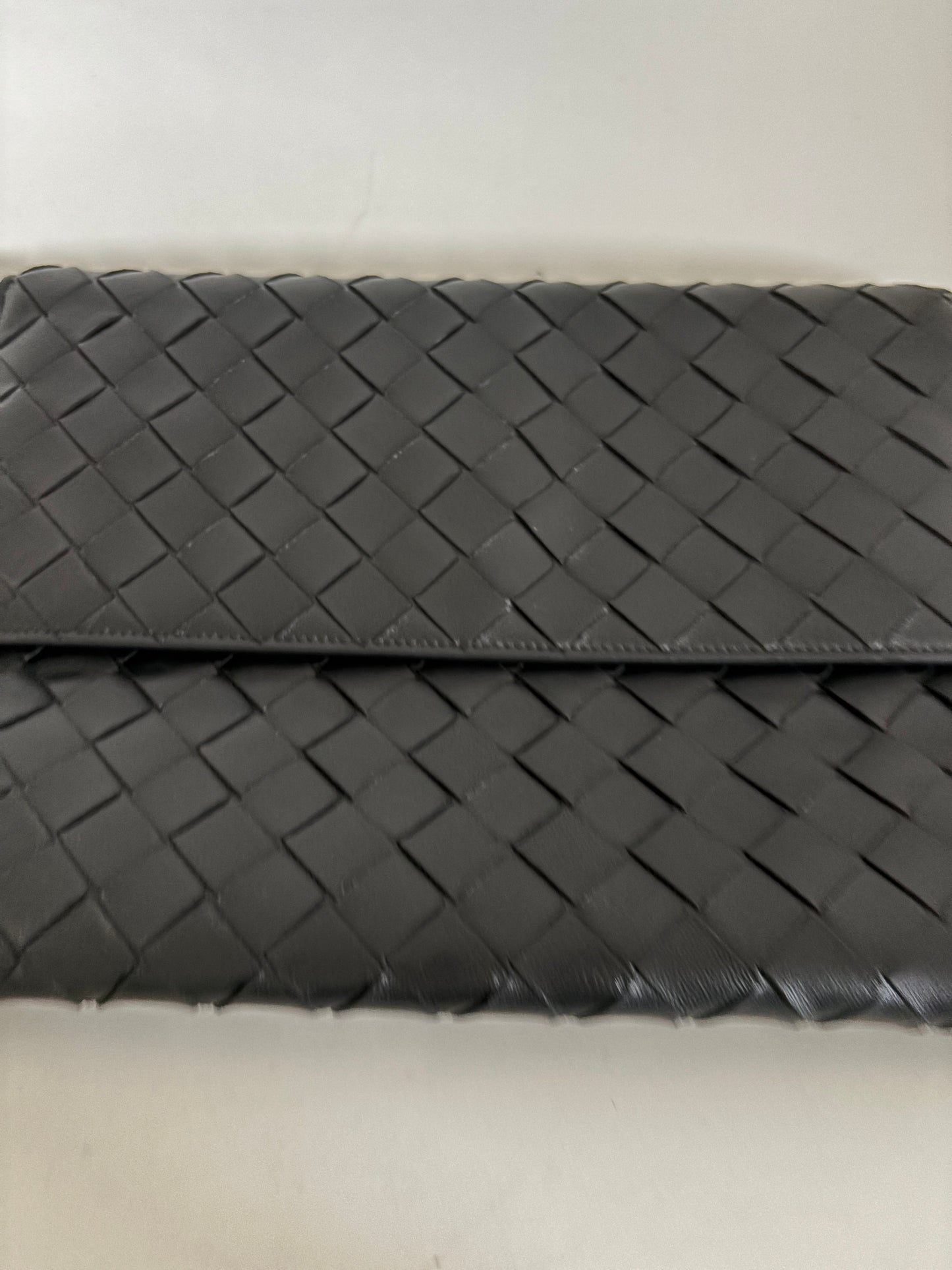 Bottega Veneta Black Nappa Intrecciato flap pouch