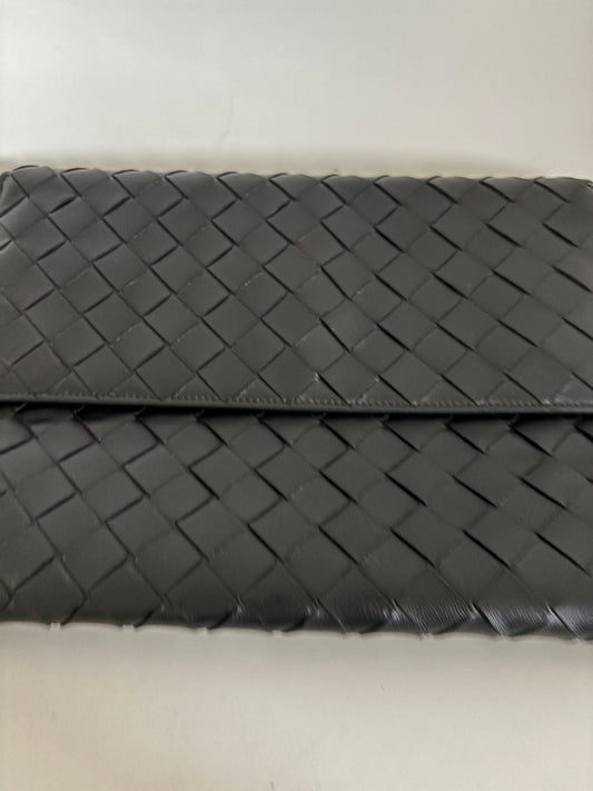 Bottega Veneta Black Nappa Intrecciato flap pouch