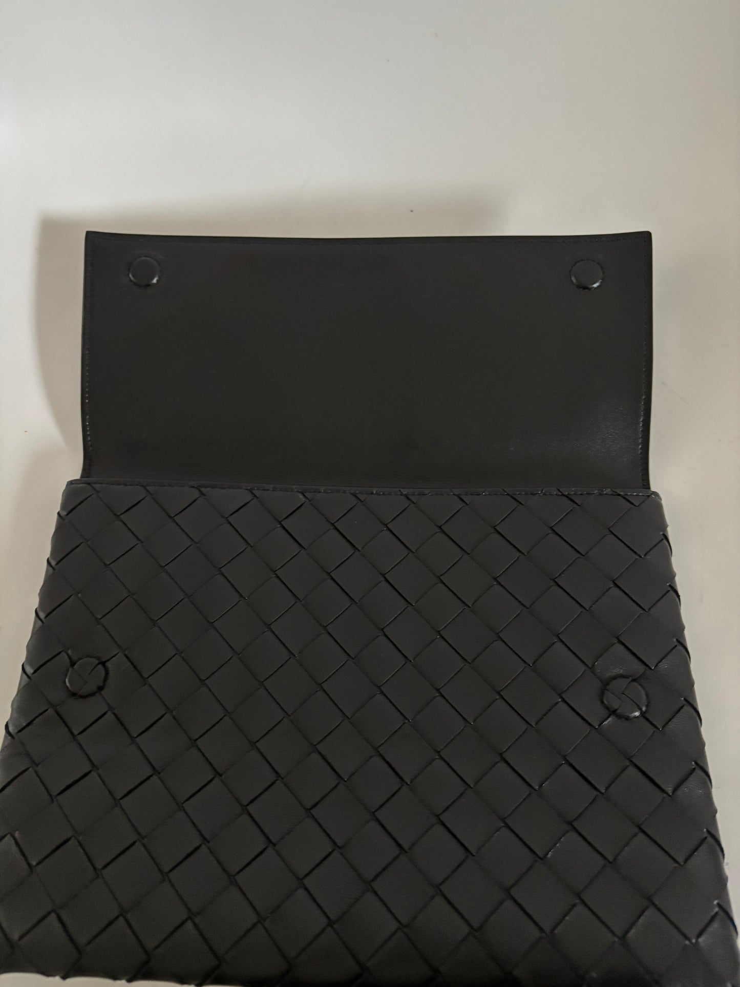 Bottega Veneta Black Nappa Intrecciato flap pouch