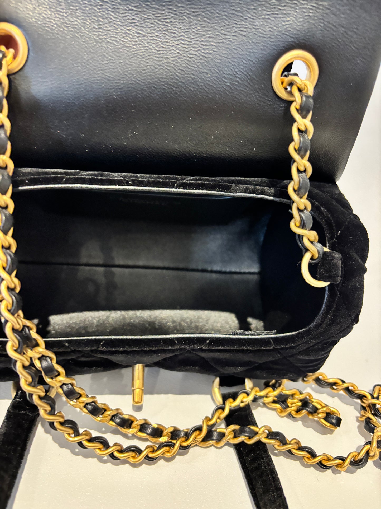 Chanel 2024 Velvet Mini Boston Barrel Bag with Chain