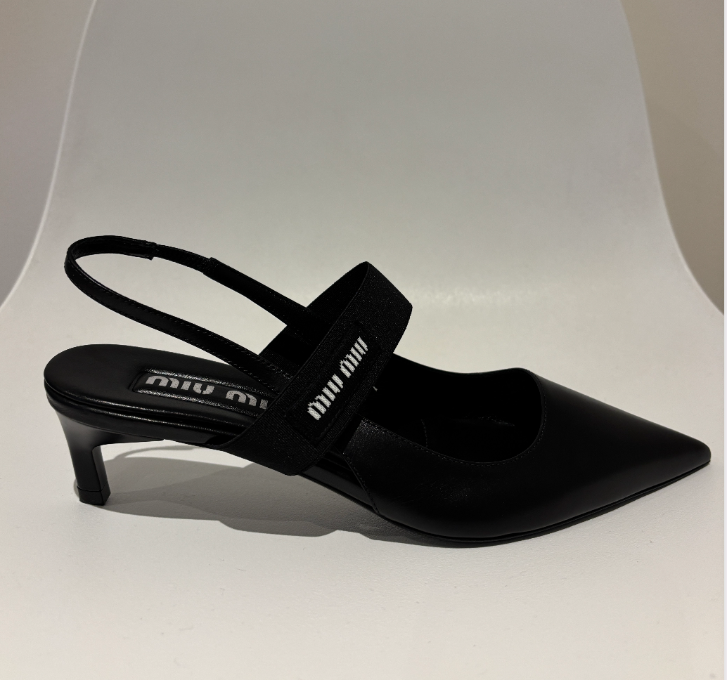 Miu Miu Black Slingback Kitten Heel