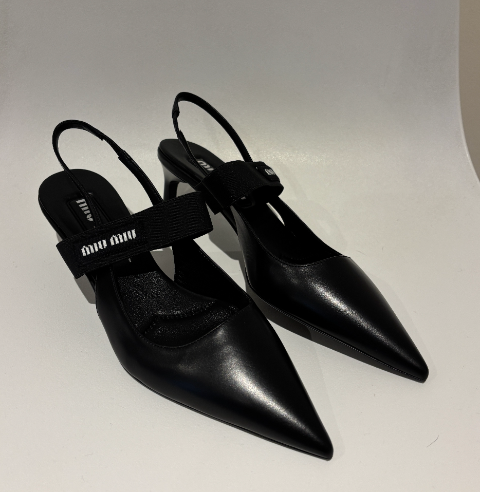 Miu Miu Black Slingback Kitten Heel