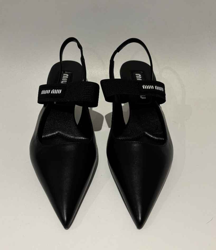Miu Miu Black Slingback Kitten Heel