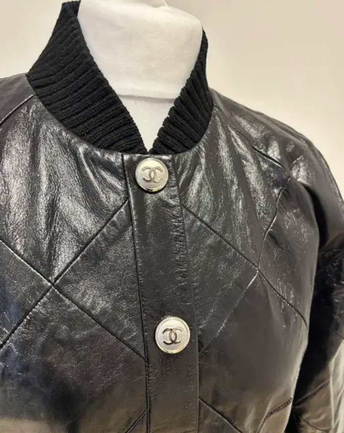 Chanel Quilted Lambskin Leather Bomber Jacket