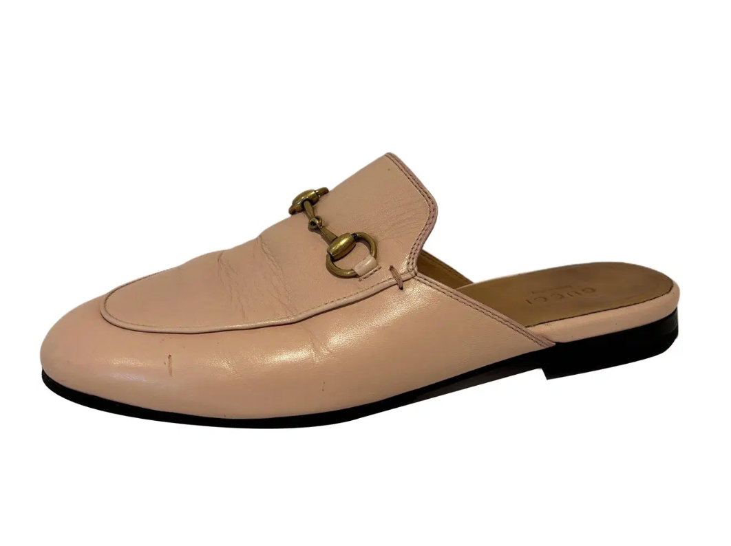 Gucci Princetown backless loafer with brass tone horsebit buckle